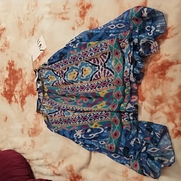 Zara Beaded Trim Flowing Sheer Top - Picture 6 of 10